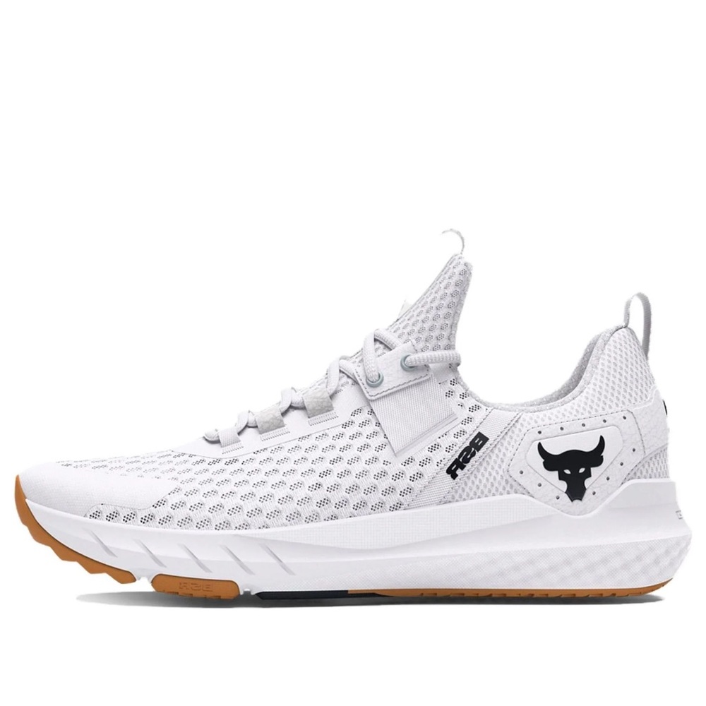 Under Armour White Project Rock Training Shoe with Gum Outsole